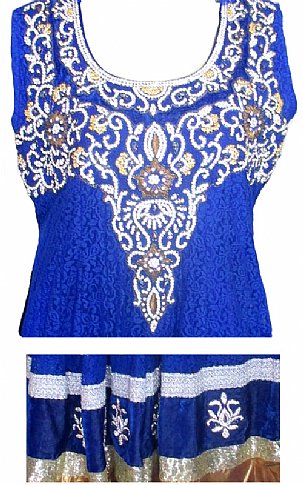 Nayab Royal Blue Net Suit | Pakistani Dresses in USA- Image 2
