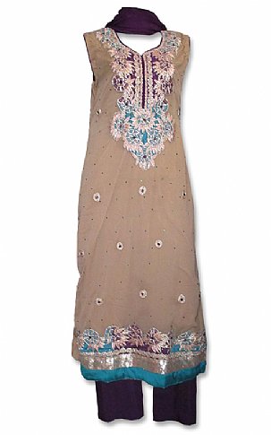 Nayab Fawn Chiffon Suit | Pakistani Dresses in USA- Image 1