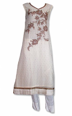 Nayab Off-White Chiffon Suit | Pakistani Dresses in USA- Image 1