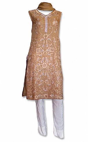 Nayab Beige Chiffon Suit | Pakistani Dresses in USA- Image 1