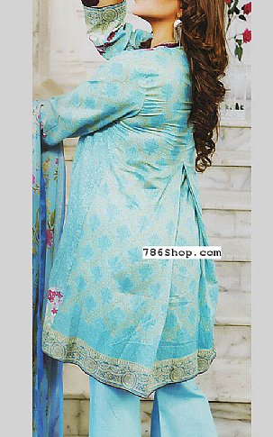 Noor Jahan Light Turquoise Lawn Suit | Pakistani Dresses in USA- Image 2
