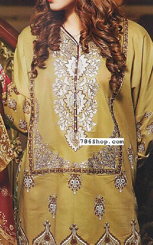 Noor Jahan Olive Lawn Suit | Pakistani Dresses in USA- Image 1