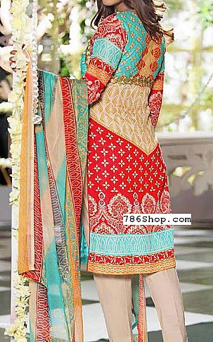 Rabea By Shariq Textiles Turquoise Lawn Suit | Pakistani Dresses in USA- Image 2
