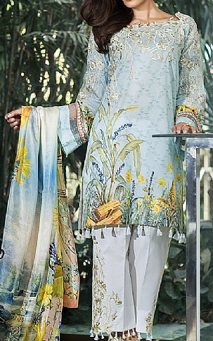 Rungrez Eid Collection. Sky Blue Lawn Suit | Pakistani Dresses in USA- Image 1