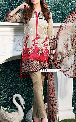 Riaz Arts Beige Swiss Voile Suit. | Pakistani Dresses in USA- Image 1