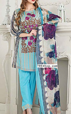 Riaz Arts Turquoise Swiss Voile Suit. | Pakistani Dresses in USA- Image 1