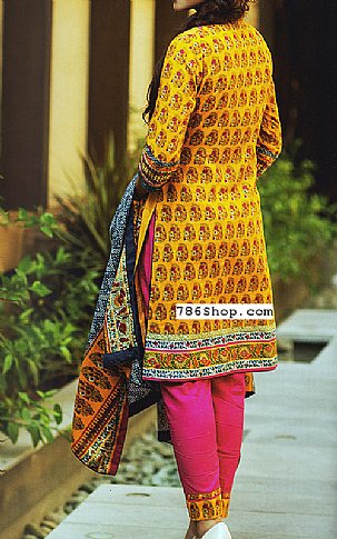 Shaista. Yellow/Hot Pink Khaddar Suit | Pakistani Dresses in USA- Image 2