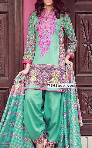 Libas by Shariq Textile Turquoise Lawn Suit | Pakistani Dresses in USA- Image 1