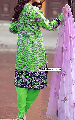 Libas by Shariq Textile Parrot Green/Lilac Lawn Suit | Pakistani Dresses in USA- Image 2