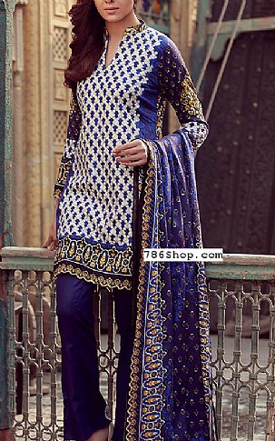 Libas by Shariq Textile Blue Lawn Suit | Pakistani Dresses in USA- Image 1