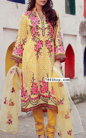 Libas by Shariq Textile Yellow Lawn Suit | Pakistani Dresses in USA- Image 1