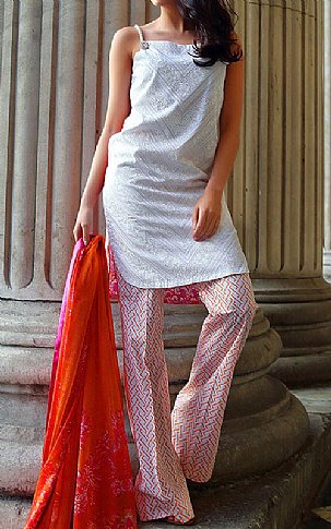 Sobia Nazir Silver/Pink Lawn Suit. | Pakistani Lawn Dress in USA- Image 1