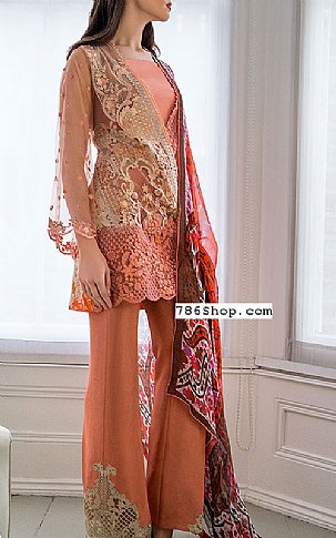 Sobia Nazir Peach Lawn Suit | Pakistani Lawn Dress in USA- Image 1