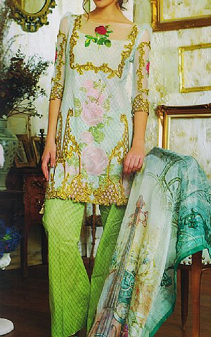 Tabassum Mughal Light Green Lawn Suit | Pakistani Lawn Suits- Image 1