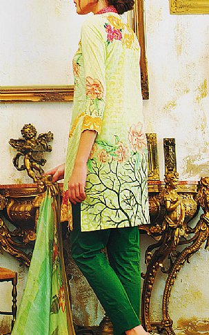 Tabassum Mughal Light Green Lawn Suit | Pakistani Lawn Dress in USA- Image 2