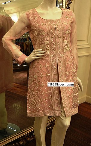 Threads & Motifs. Peach Organza Suit | Pakistani Dresses in USA- Image 1