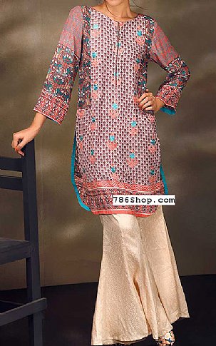 Warda. Tea Pink Silk Karandi Kurti | Pakistani Dresses in USA- Image 1