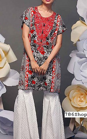 Warda Black Lawn Kurti | Pakistani Dresses in USA- Image 1
