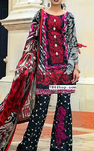 Zainab Chottani Black/Red Lawn Suit | Pakistani Lawn Suits- Image 1