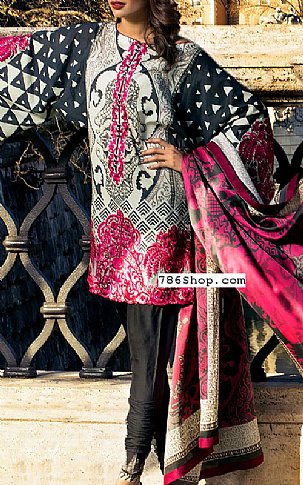Zainab Chottani Black/Meganta Lawn Suit | Pakistani Dresses in USA- Image 1