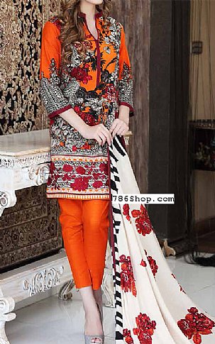 Charizma. Orange/Black Khaddar Suit | Pakistani Dresses in USA- Image 1