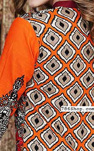 Charizma. Orange/Black Khaddar Suit | Pakistani Dresses in USA- Image 2