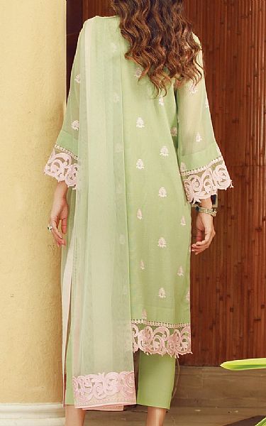 Alkaram Light Green Cotton Net Suit | Pakistani Dresses in USA- Image 2