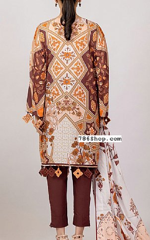 Alkaram Beige Lawn Suit | Pakistani Dresses in USA- Image 2