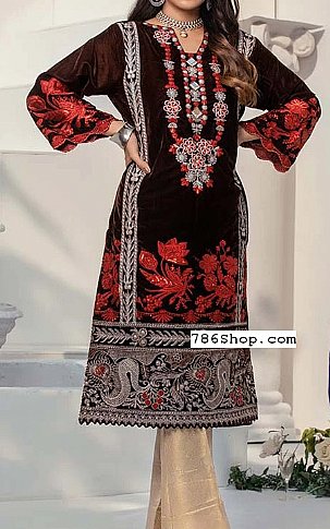 Brown Velvet Kurti | Al Zohaib Pakistani Winter Dresses