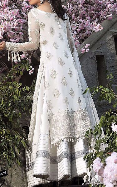 Off-white Crinkle Chiffon Suit | Asim Jofa Pakistani Chiffon Dresses