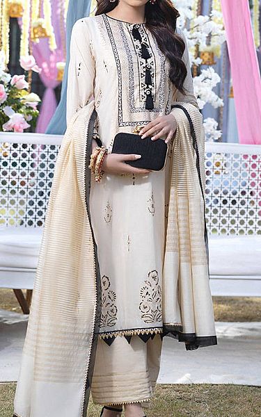 Asim Jofa Ivory Lawn Suit | Pakistani Dresses in USA- Image 1