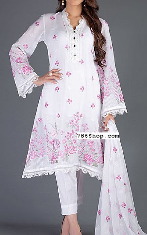 White/Pink Lawn Suit | Pakistani 
