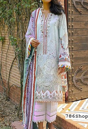 Baroque Light Turquoise Lawn Suit | Pakistani Lawn Dress in USA- Image 1