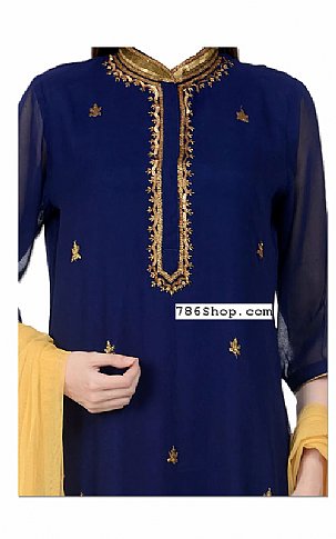  Navy Blue Chiffon Suit | Pakistani Dresses in USA- Image 2