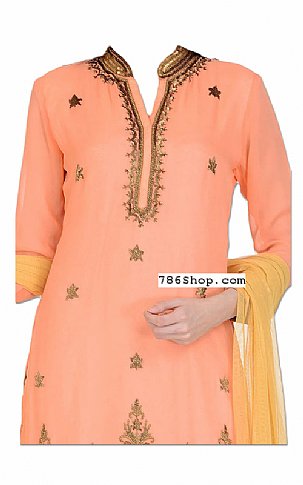  Peach Chiffon Suit | Pakistani Dresses in USA- Image 2