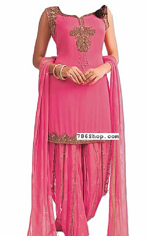  Pink Chiffon Suit | Pakistani Dresses in USA- Image 1