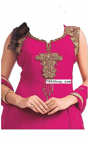  Hot Pink Chiffon Suit | Pakistani Dresses in USA- Image 2