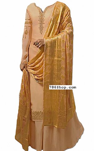  Ivory Georgette Suit | Pakistani Wedding Dresses- Image 1