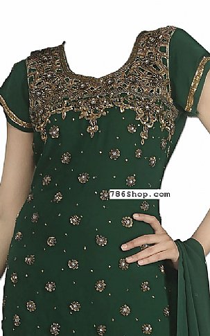  Bottle Green Chiffon Suit | Pakistani Dresses in USA- Image 2