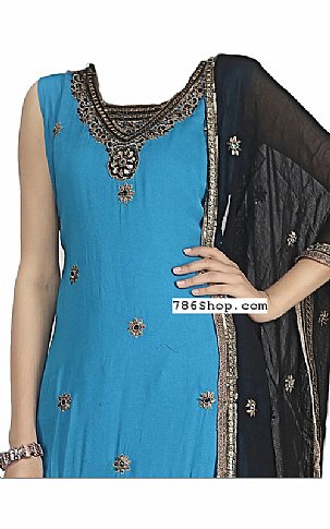  Turquoise/Black Georgette Suit | Pakistani Dresses in USA- Image 2