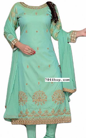  Light Sea Green Silk Suit | Pakistani Dresses in USA- Image 1
