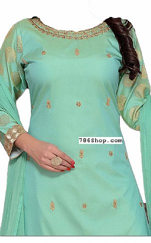  Light Sea Green Silk Suit | Pakistani Dresses in USA- Image 2