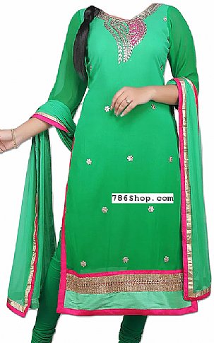  Green Chiffon Suit | Pakistani Dresses in USA- Image 1