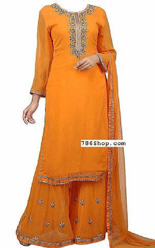  Orange Chiffon Suit | Pakistani Wedding Dresses USA- Image 1