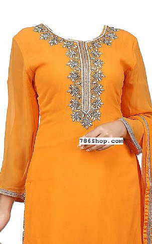  Orange Chiffon Suit | Pakistani Wedding Dresses- Image 2