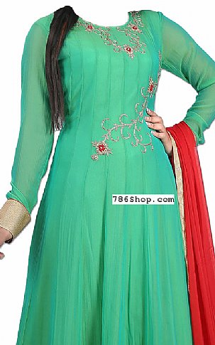  Sea Green Chiffon Suit | Pakistani Dresses in USA- Image 2