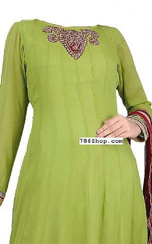  Parrot Green Chiffon Suit | Pakistani Dresses in USA- Image 2