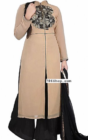  Beige Chiffon Suit | Pakistani Dresses in USA- Image 1