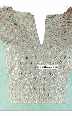  Light Turquoise Chiffon Suit | Pakistani Dresses in USA- Image 2