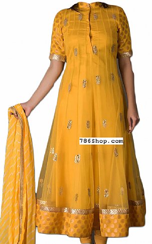  Yellow Chiffon Suit | Pakistani Dresses in USA- Image 1